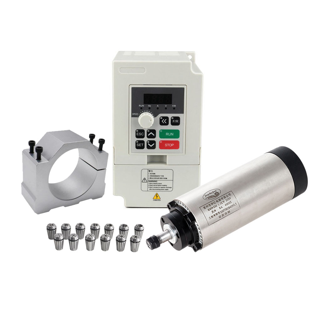 CNC Spindle Motor Kit 80MM 1.5 - Air Cooled 1.5Kw Spindle Motor Inverter 110V ulasan dan harga